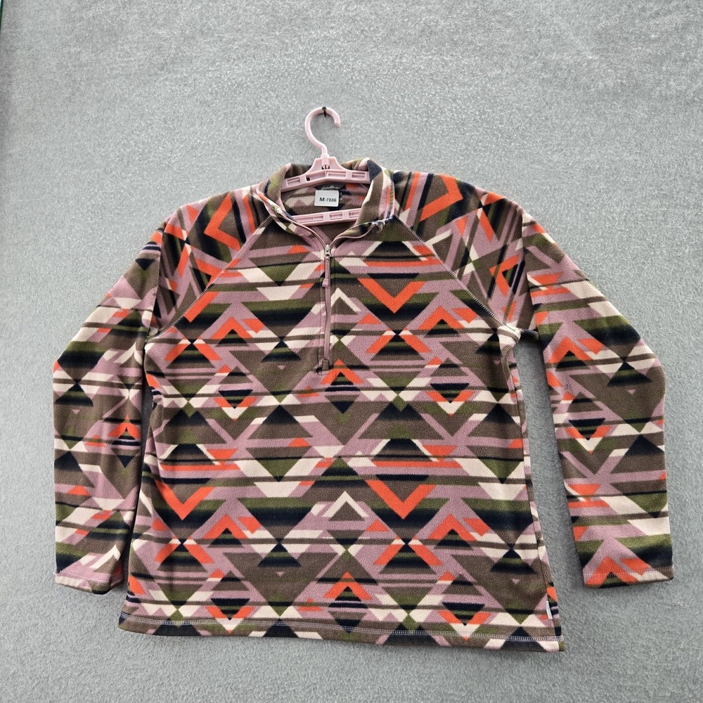 Eddie Bauer Women Sweatshirt XL Multicolor Geometric‎ Fleece Aztec Long Sleeve